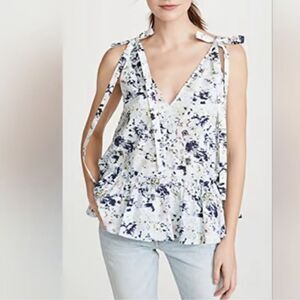 Jason Wu Blue Floral Print Sleeveless Top(Size 8)